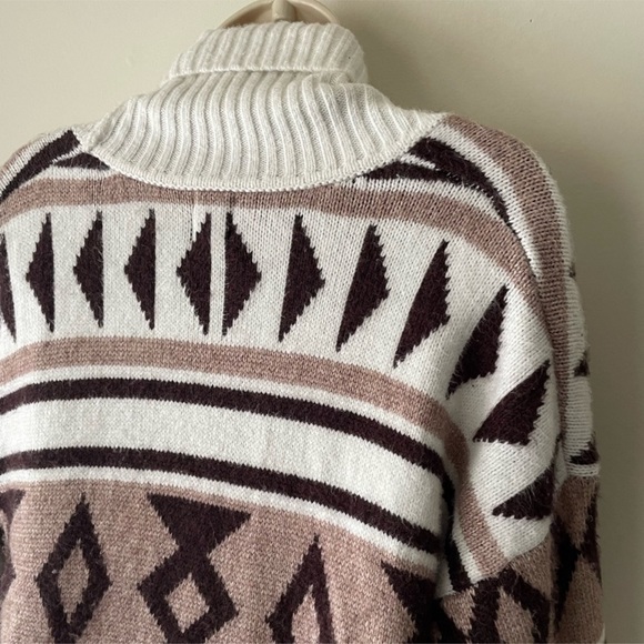 JOIE Aztec Tan Brown Long Sleeve Open Front Duster Sweater Cardigan Small - Picture 13 of 16